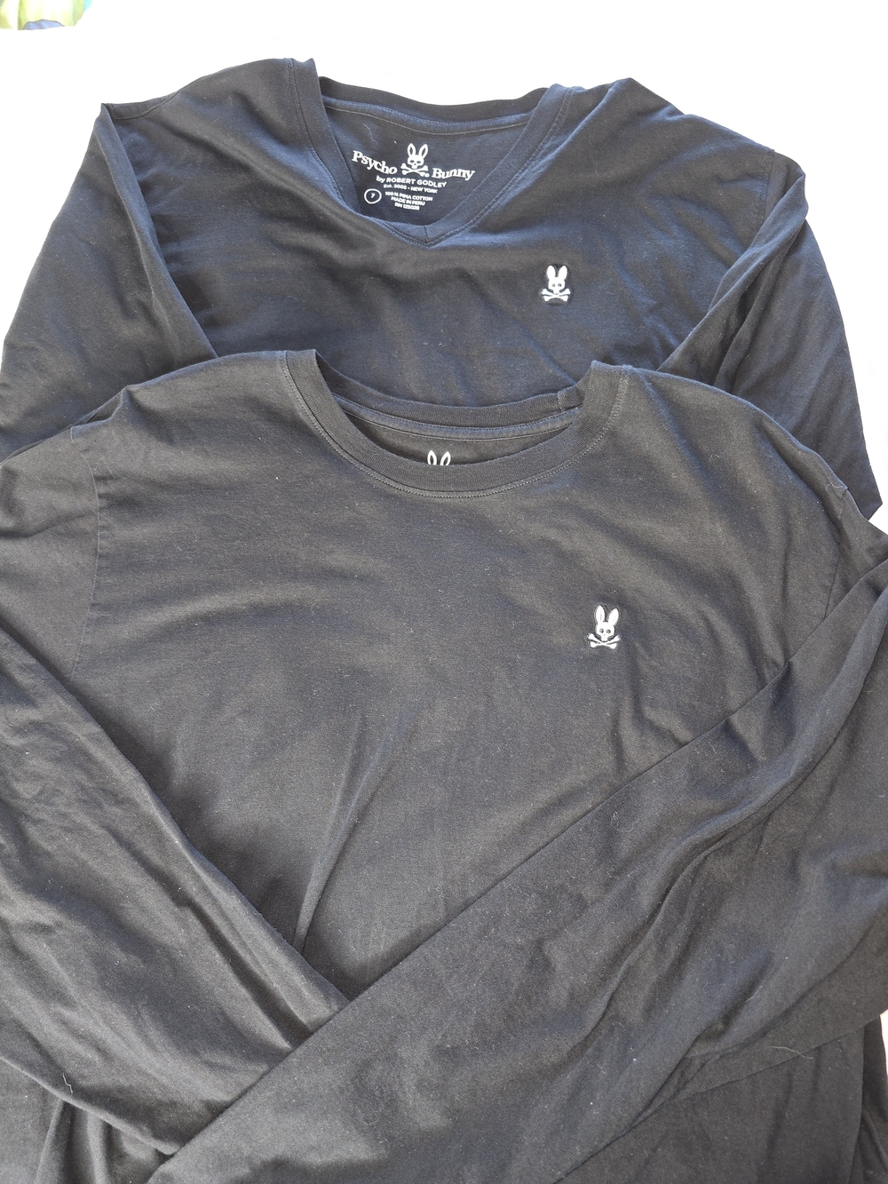 Psycho Bunny Men’s Black Long-Sleeve Crew & V-Neck Twin Pack Size 7
